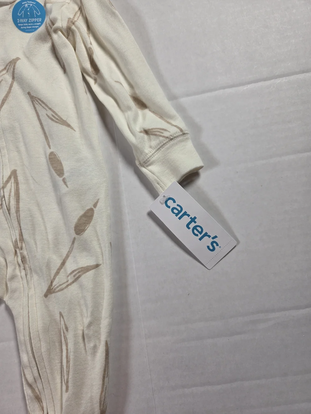 Carters 6 Months Cotton Beige Baby One-Piece with Hat & Footie